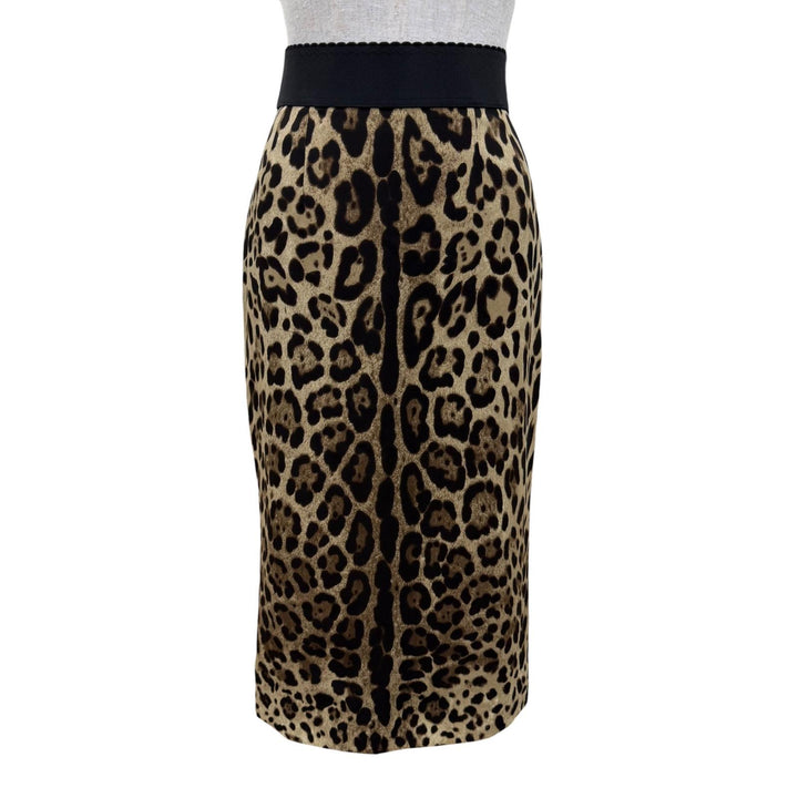 極美品☆DOLCE&amp;GABBANA ドルチェ＆ガッバーナ F4AOBT シルク レオパード柄 ロングスカート ベージュ ブラウン 38 伊製 正規品 レディース
