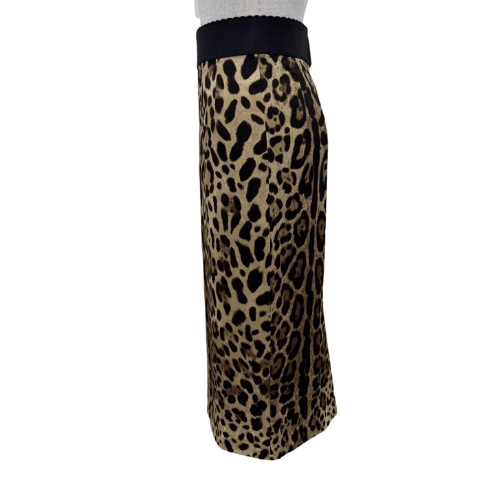 極美品☆DOLCE&amp;GABBANA ドルチェ＆ガッバーナ F4AOBT シルク レオパード柄 ロングスカート ベージュ ブラウン 38 伊製 正規品 レディース