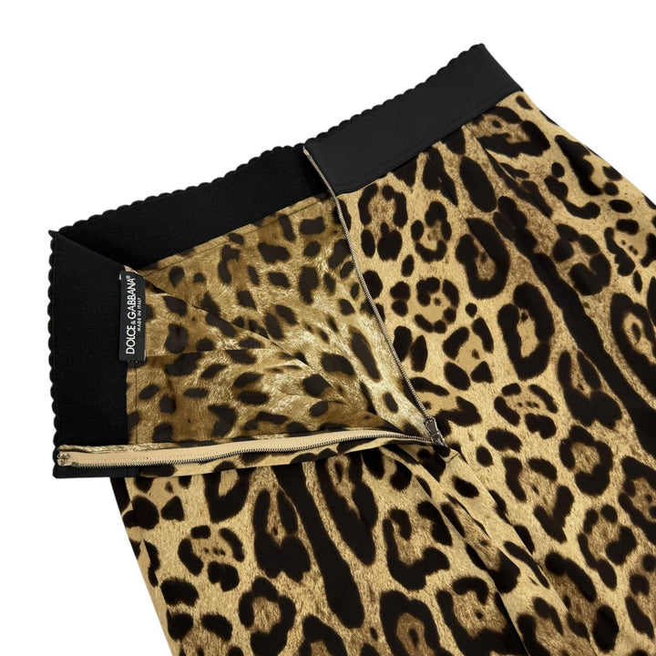 極美品☆DOLCE&amp;GABBANA ドルチェ＆ガッバーナ F4AOBT シルク レオパード柄 ロングスカート ベージュ ブラウン 38 伊製 正規品 レディース