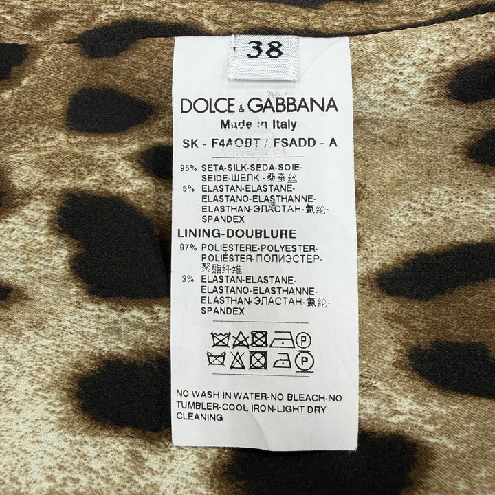 極美品☆DOLCE&amp;GABBANA ドルチェ＆ガッバーナ F4AOBT シルク レオパード柄 ロングスカート ベージュ ブラウン 38 伊製 正規品 レディース