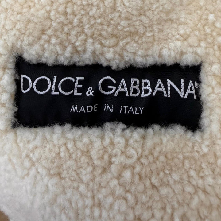 美品□DOLCE&amp;GABBANA ドルチェ＆ガッバーナ 黒タグ G9858L ラムスキン シープスキン ムートン フライトジャケット 50 イタリア製 正規品