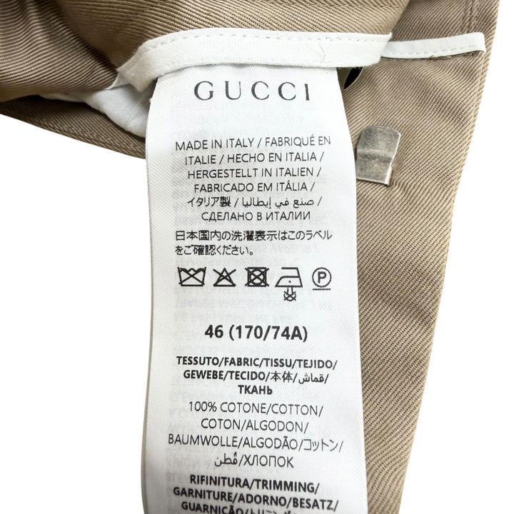 未使用品□GUCCI グッチ 863418 2025年製 コットン100％ サイドライン チノパン テーパードパンツ ベージュ 46 イタリア製 正規品 タグ付き