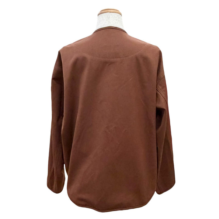 未使用品△HERMES エルメス 25SS 5E0163DQ コットン シルバー金具 セリエボタン ノーカラージャケット ブルゾン ブラウン 36 イタリア製