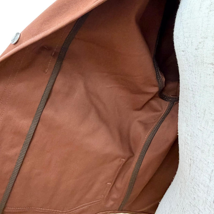 未使用品△HERMES エルメス 25SS 5E0163DQ コットン シルバー金具 セリエボタン ノーカラージャケット ブルゾン ブラウン 36 イタリア製