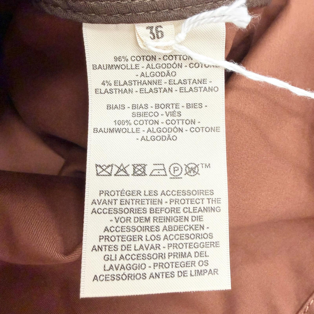 未使用品△HERMES エルメス 25SS 5E0163DQ コットン シルバー金具 セリエボタン ノーカラージャケット ブルゾン ブラウン 36 イタリア製