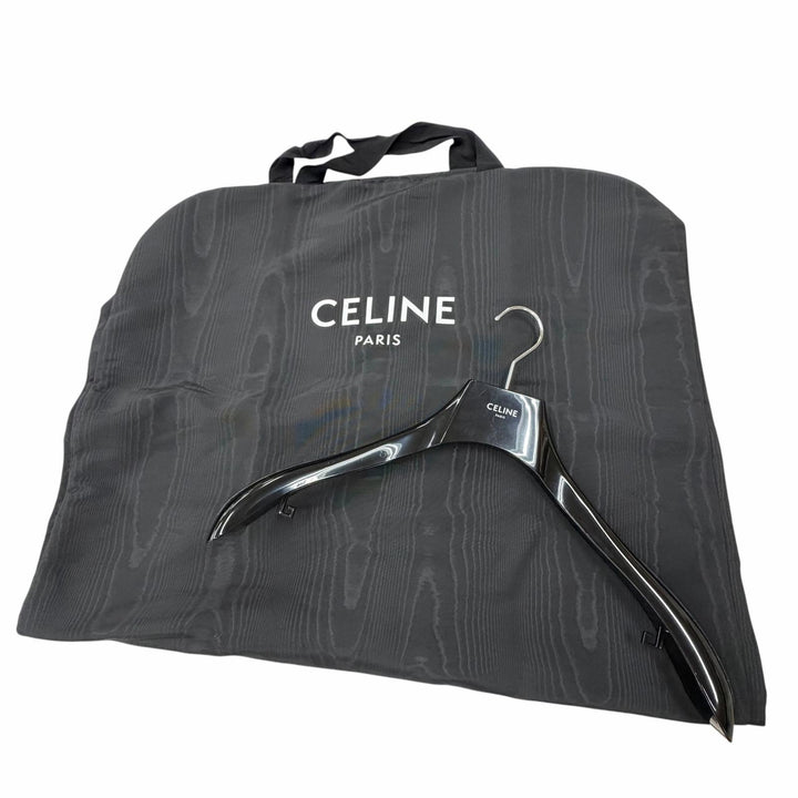 美品▼CELINE セリーヌ RV03U1025 ウール100% フーデッド カレッジロゴ コート ブラック 44 伊製 正規品 メンズ ガーメント・ハンガー付