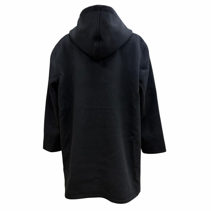 美品▼CELINE セリーヌ RV03U1025 ウール100% フーデッド カレッジロゴ コート ブラック 44 伊製 正規品 メンズ ガーメント・ハンガー付