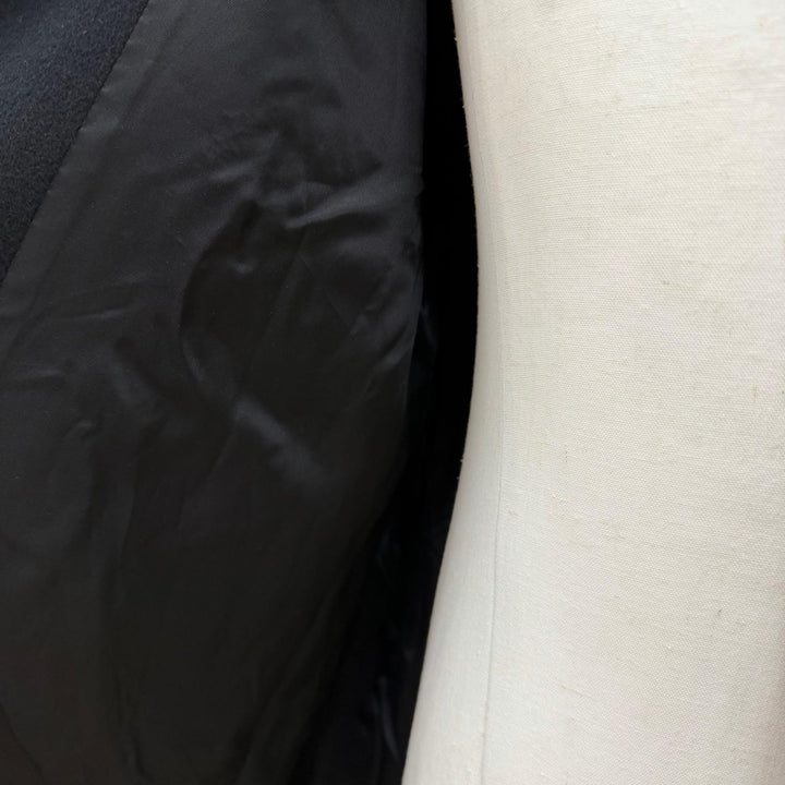 美品▼CELINE セリーヌ RV03U1025 ウール100% フーデッド カレッジロゴ コート ブラック 44 伊製 正規品 メンズ ガーメント・ハンガー付