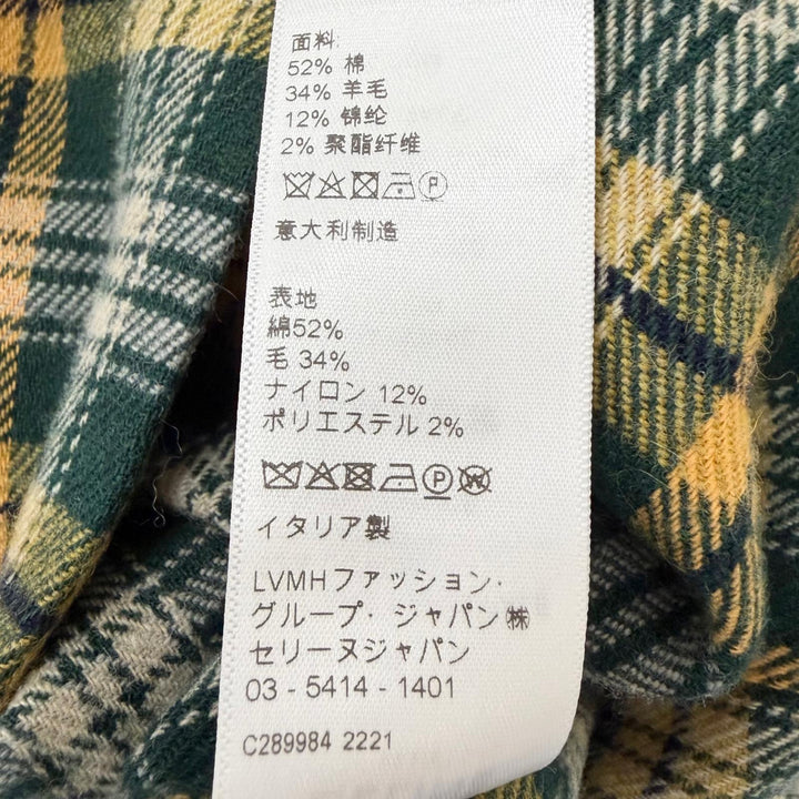 未使用品□CELINE セリーヌ 22AW 2C574954R チェック柄 ルーズランバージャック 長袖 ネルシャツ グリーン イタリア製 正規品 メンズ 41