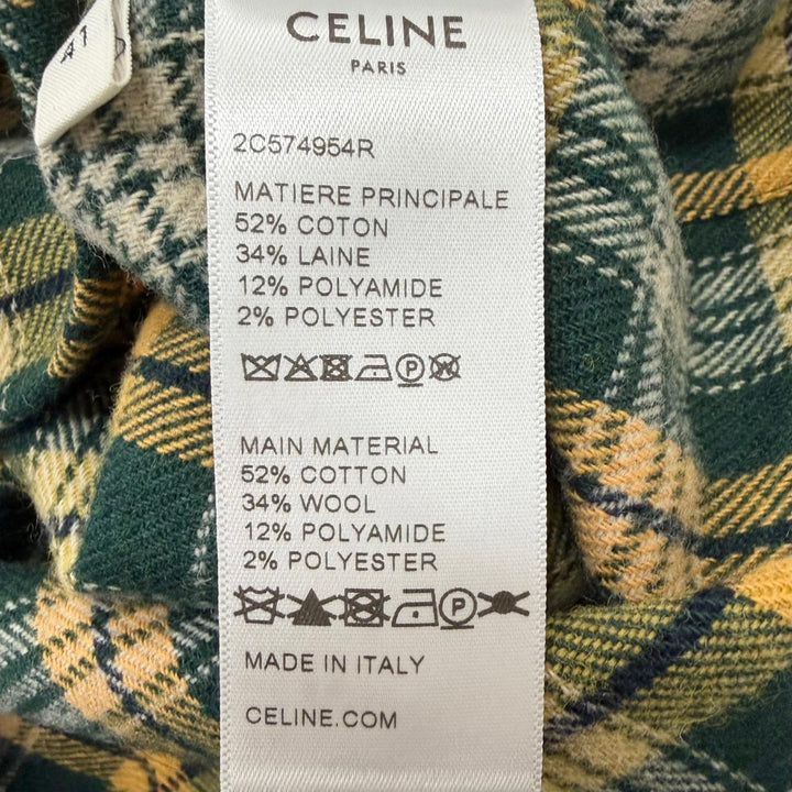 未使用品□CELINE セリーヌ 22AW 2C574954R チェック柄 ルーズランバージャック 長袖 ネルシャツ グリーン イタリア製 正規品 メンズ 41