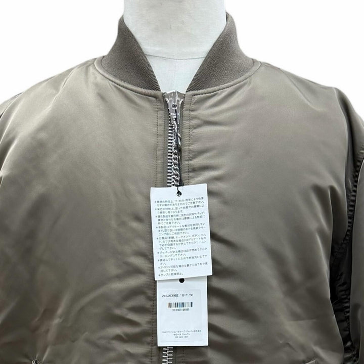 未使用品▼CELINE セリーヌ 23AW 2W426396E LOGO BOMBER JACKET MA-1 バックロゴ ジップアップ ボンバージャケット カーキ 50 正規品