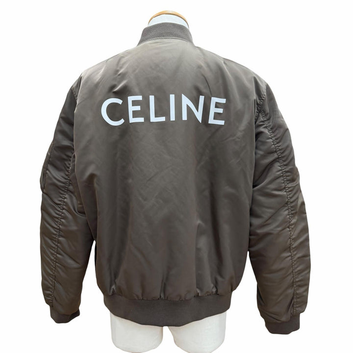 未使用品▼CELINE セリーヌ 23AW 2W426396E LOGO BOMBER JACKET MA-1 バックロゴ ジップアップ ボンバージャケット カーキ 50 正規品