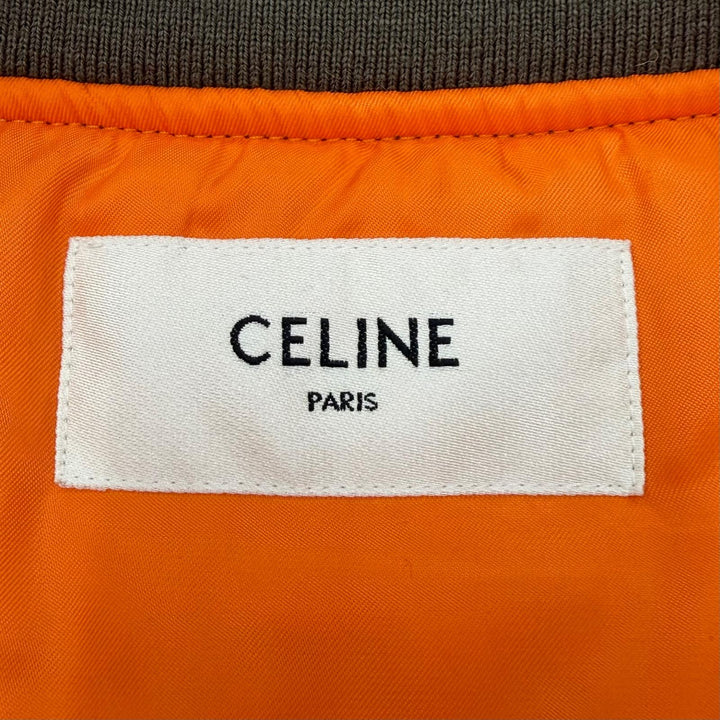 未使用品▼CELINE セリーヌ 23AW 2W426396E LOGO BOMBER JACKET MA-1 バックロゴ ジップアップ ボンバージャケット カーキ 50 正規品