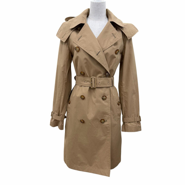 未使用品☆BURBERRY バーバリー 8112223 コットン100％ 裏地ノバチェック柄 フード付 トレンチコート ベージュ 36 正規品 レディース