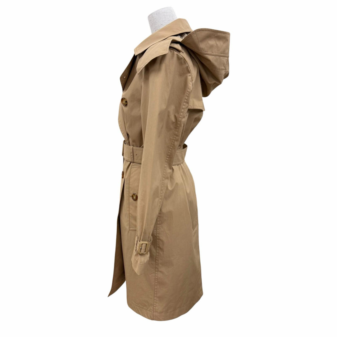 未使用品☆BURBERRY バーバリー 8112223 コットン100％ 裏地ノバチェック柄 フード付 トレンチコート ベージュ 36 正規品 レディース