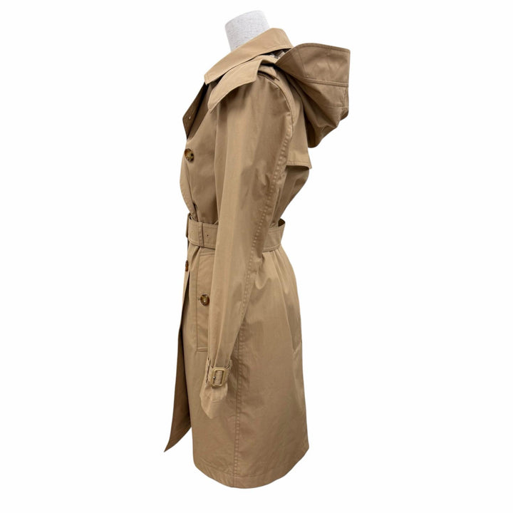 未使用品☆BURBERRY バーバリー 8112223 コットン100％ 裏地ノバチェック柄 フード付 トレンチコート ベージュ 36 正規品 レディース