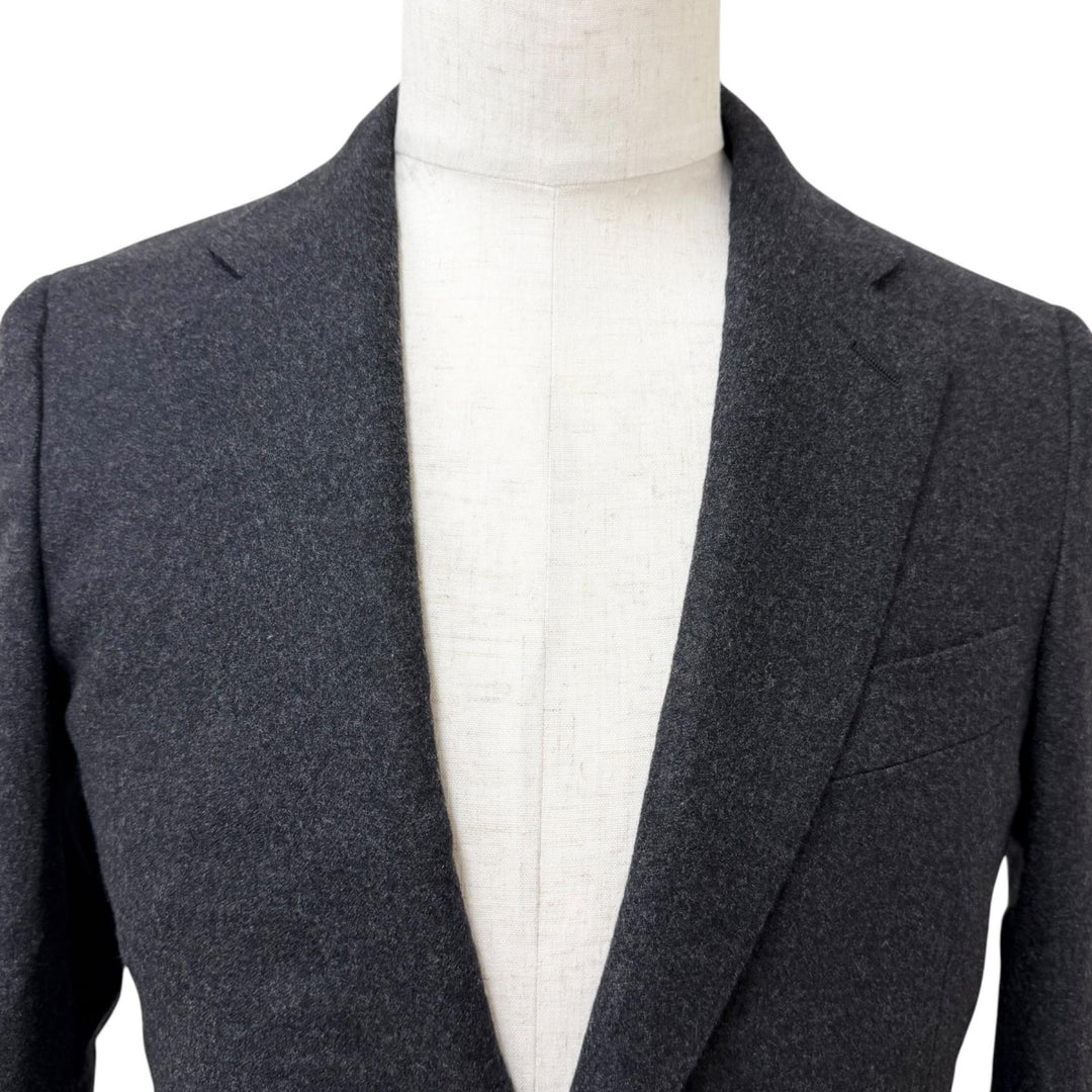 極美品□HERMES エルメス G9868Z カシミヤ96％ シングル テーラードジャケット ブレザー チャコールグレー 44 イタリア製 正規品 メンズ