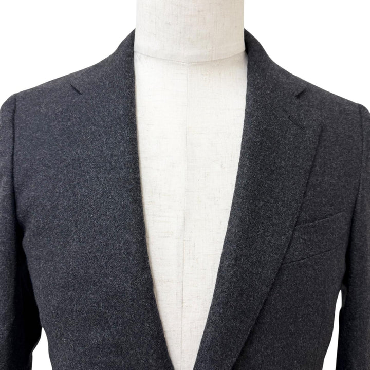 極美品□HERMES エルメス G9868Z カシミヤ96％ シングル テーラードジャケット ブレザー チャコールグレー 44 イタリア製 正規品 メンズ