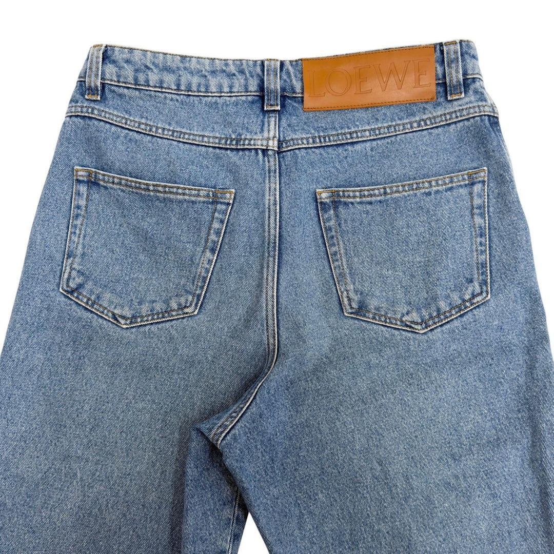 【ドンドン見直し】良品 ●LOEWE ロエベ H2272440IB ボタンフライ レザーパッチ フィッシャーマンデニム パンツ インディゴ 46 正規品