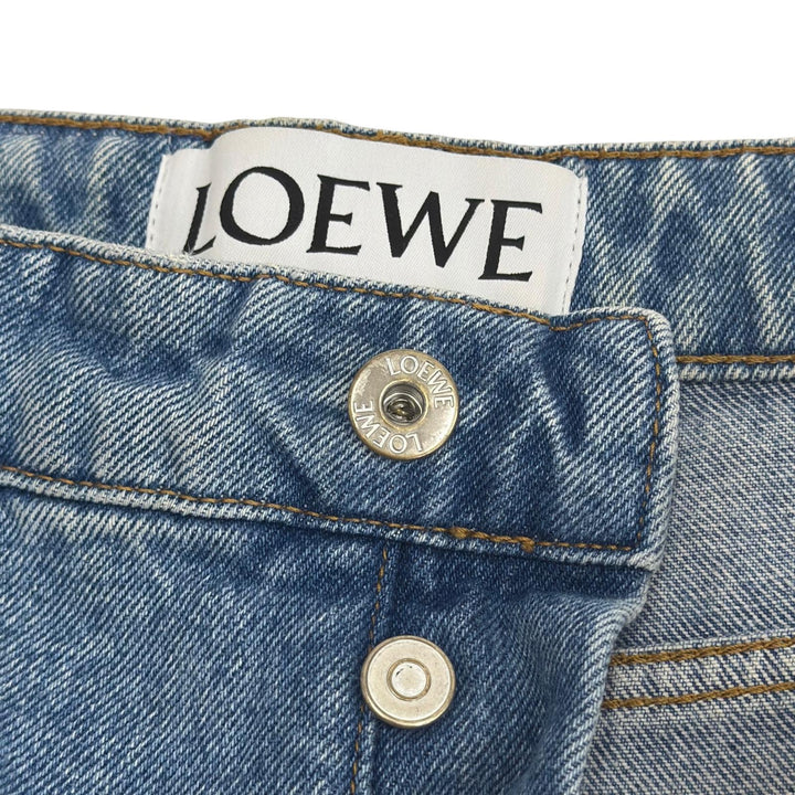 【ドンドン見直し】良品 ●LOEWE ロエベ H2272440IB ボタンフライ レザーパッチ フィッシャーマンデニム パンツ インディゴ 46 正規品