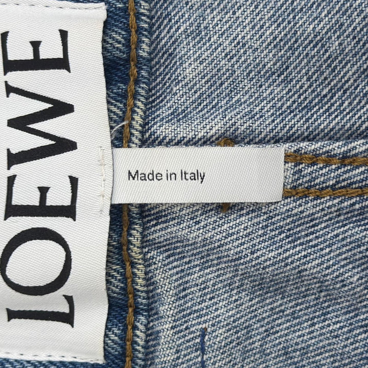 【ドンドン見直し】良品 ●LOEWE ロエベ H2272440IB ボタンフライ レザーパッチ フィッシャーマンデニム パンツ インディゴ 46 正規品
