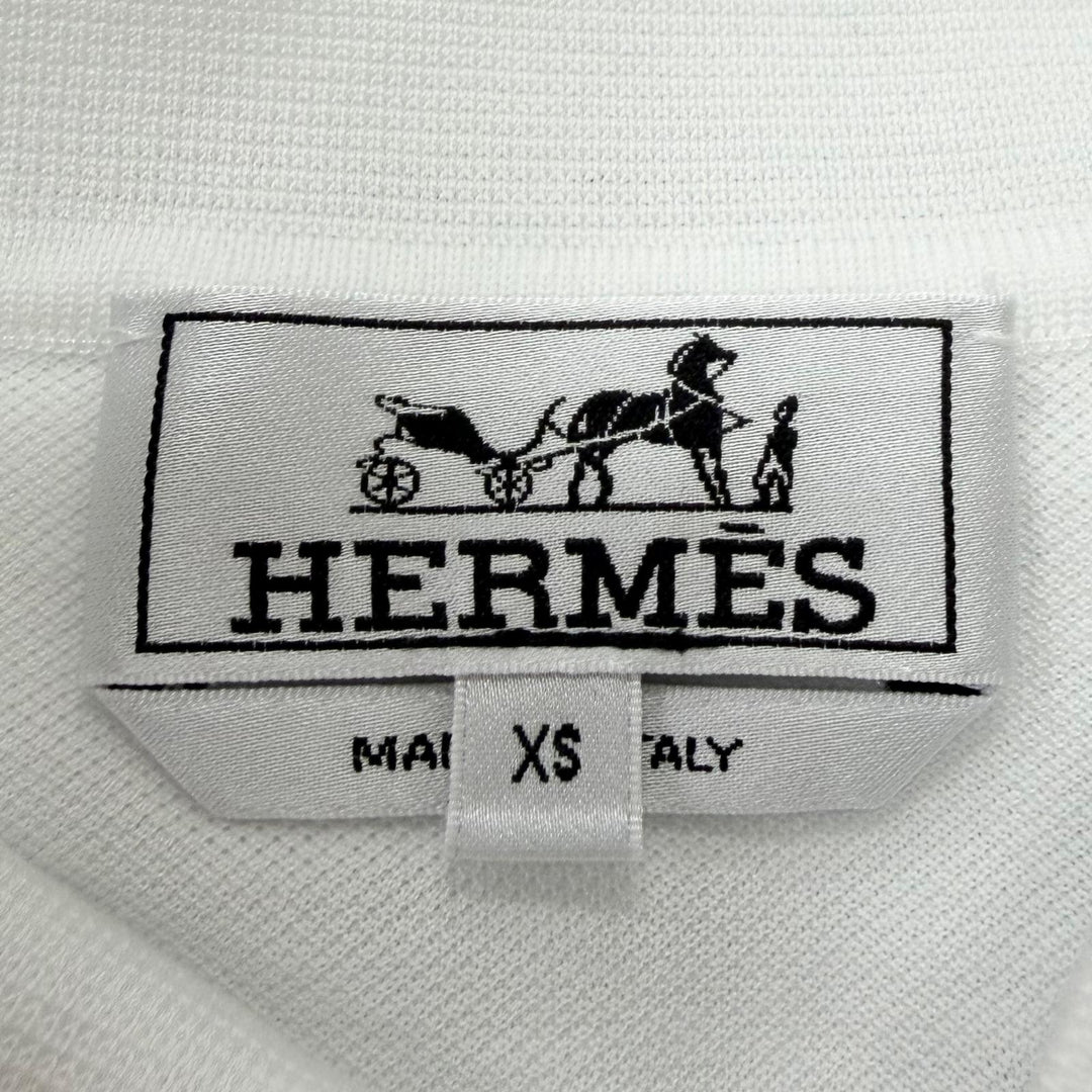 未使用品□HERMES エルメス 23AW 32-5706 コットン Hロゴ刺繍 エンブロイダリー 半袖ポロシャツ ホワイト XS イタリア製 正規品 メンズ