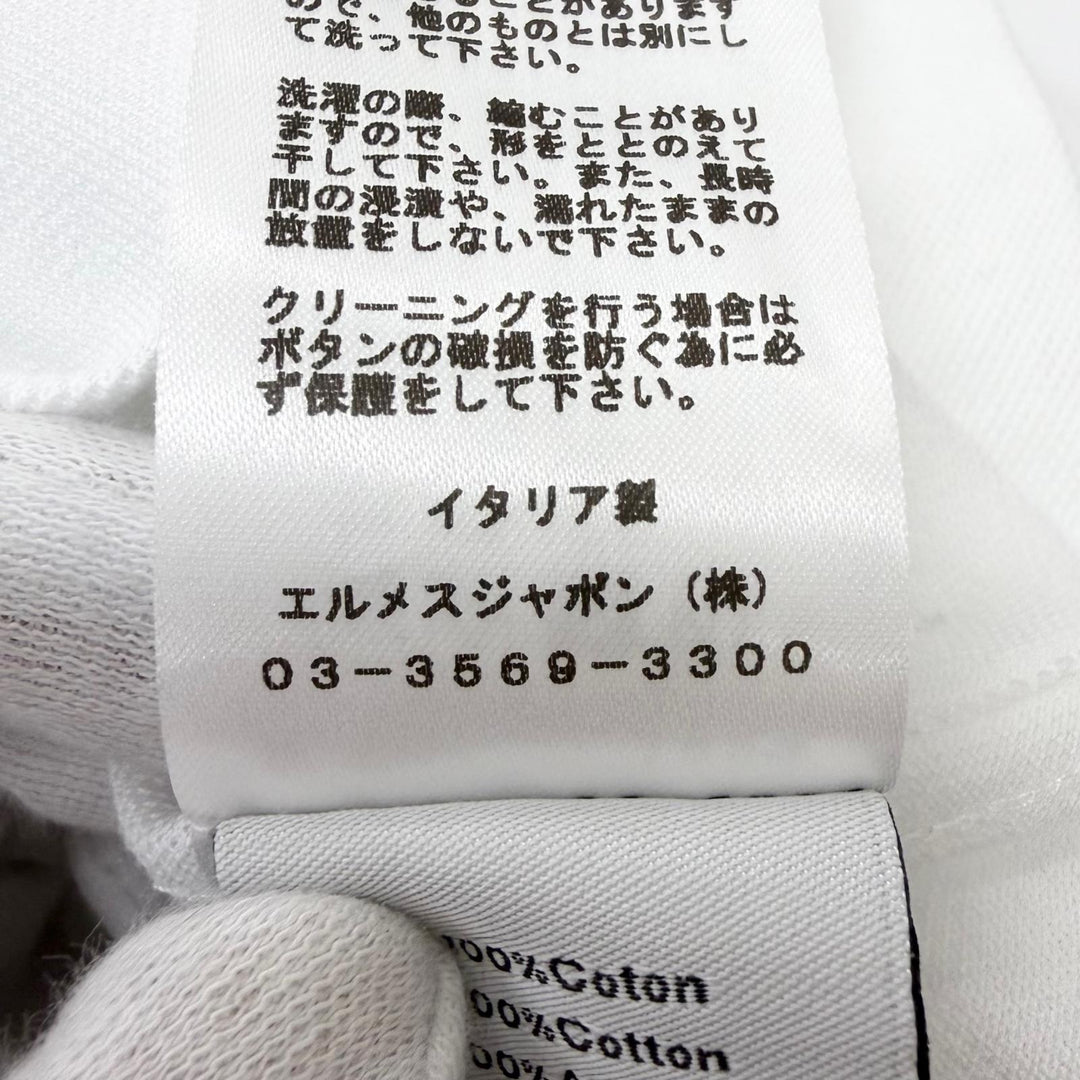 未使用品□HERMES エルメス 23AW 32-5706 コットン Hロゴ刺繍 エンブロイダリー 半袖ポロシャツ ホワイト XS イタリア製 正規品 メンズ