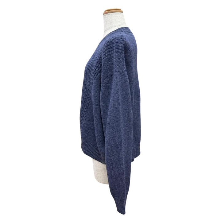未使用品△HERMES エルメス 24AW 4H2601D1 カシミヤ100％ カナディアンボタン 長袖 ニット セーター ネイビー 38 イギリス製 正規品 箱付