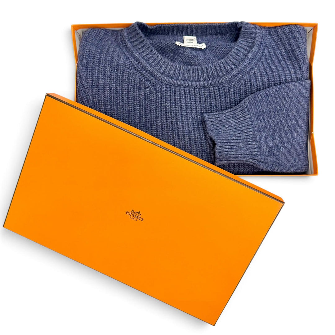 未使用品△HERMES エルメス 24AW 4H2601D1 カシミヤ100％ カナディアンボタン 長袖 ニット セーター ネイビー 38 イギリス製 正規品 箱付