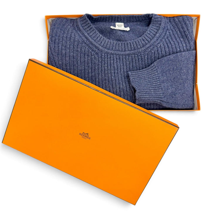 未使用品△HERMES エルメス 24AW 4H2601D1 カシミヤ100％ カナディアンボタン 長袖 ニット セーター ネイビー 38 イギリス製 正規品 箱付