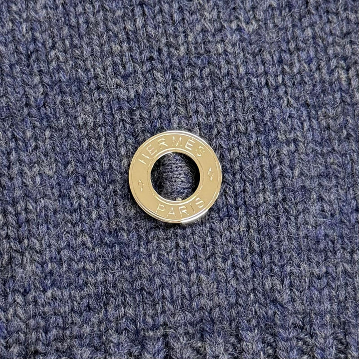 未使用品△HERMES エルメス 24AW 4H2601D1 カシミヤ100％ カナディアンボタン 長袖 ニット セーター ネイビー 38 イギリス製 正規品 箱付