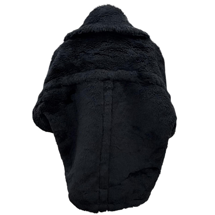 極美品△Max Mara マックスマーラ 2023年 23473613336 テディベア アルパカ ウール ZIP UP ジャケット ポンチョ ブラック SM 正規品 伊製