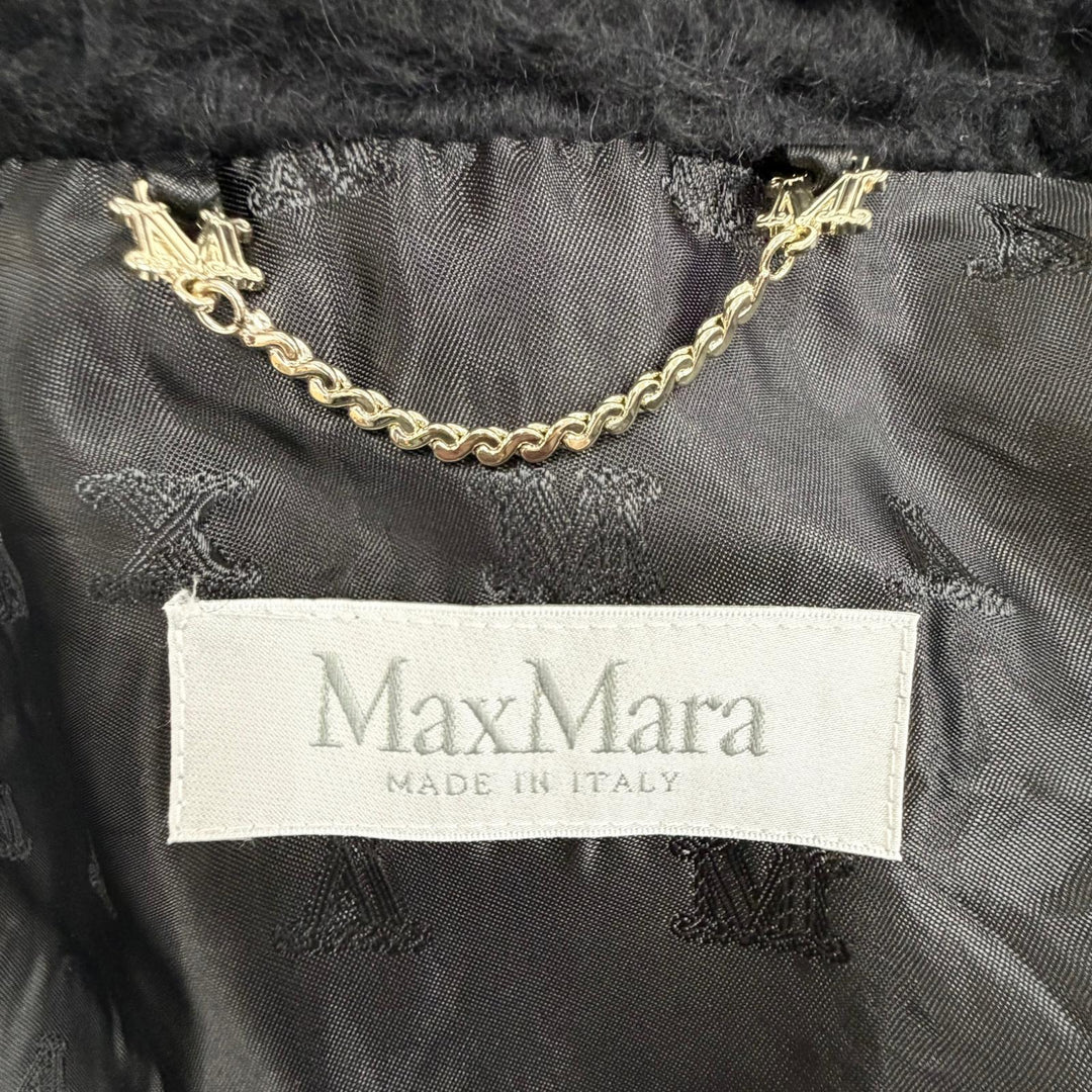 極美品△Max Mara マックスマーラ 2023年 23473613336 テディベア アルパカ ウール ZIP UP ジャケット ポンチョ ブラック SM 正規品 伊製