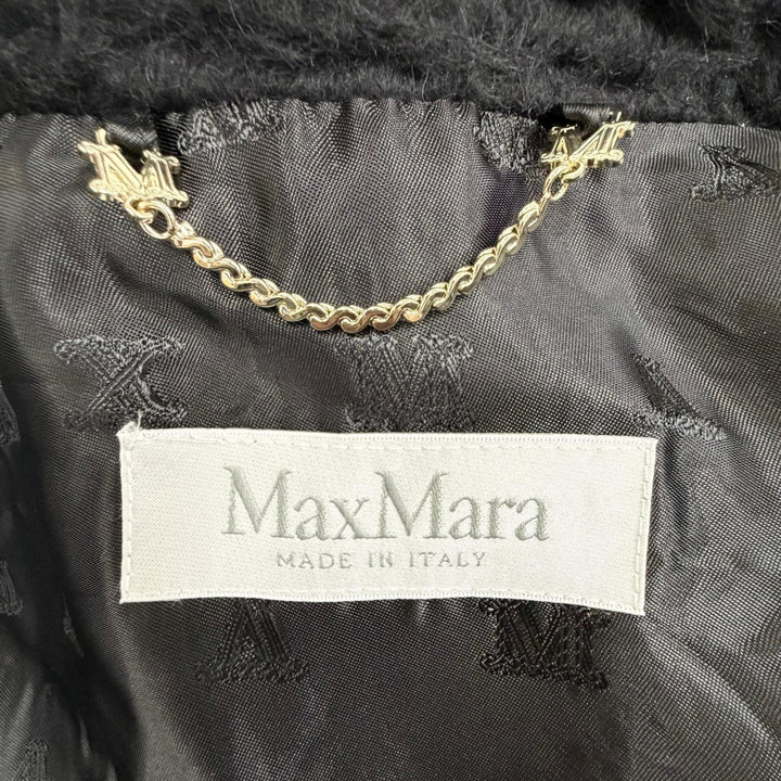 極美品△Max Mara マックスマーラ 2023年 23473613336 テディベア アルパカ ウール ZIP UP ジャケット ポンチョ ブラック SM 正規品 伊製