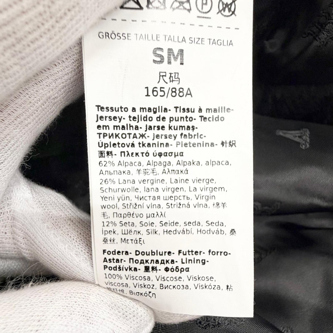 極美品△Max Mara マックスマーラ 2023年 23473613336 テディベア アルパカ ウール ZIP UP ジャケット ポンチョ ブラック SM 正規品 伊製