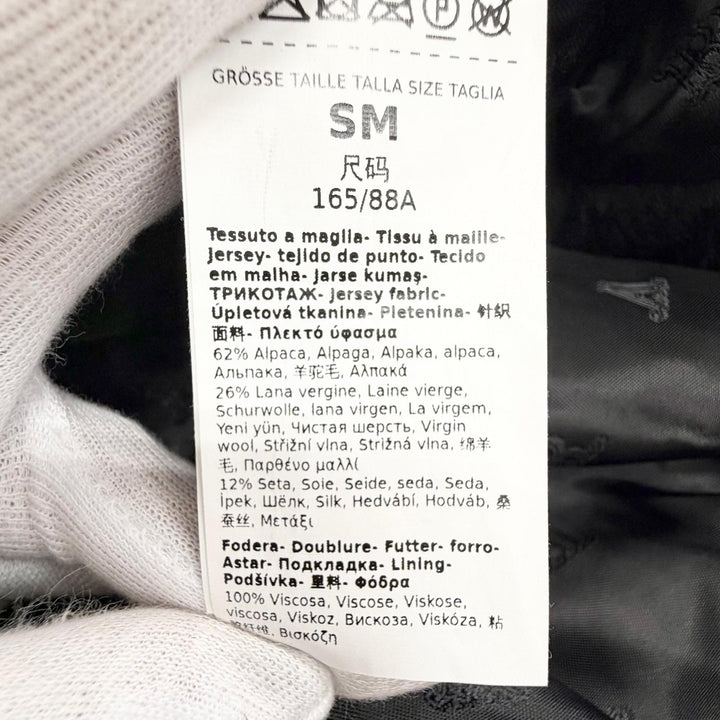 極美品△Max Mara マックスマーラ 2023年 23473613336 テディベア アルパカ ウール ZIP UP ジャケット ポンチョ ブラック SM 正規品 伊製