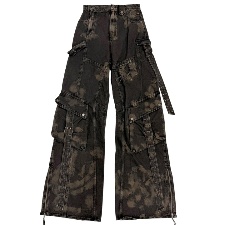 極美品□EGONlab エゴンラボ 24AW AW24 DN 002 B DENIM CARGO ELEV ATED コットン デニムカーゴパンツ ブラック(ブラウン寄り) S メンズ