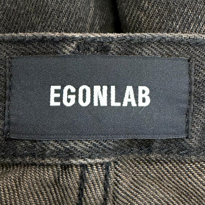極美品□EGONlab エゴンラボ 24AW AW24 DN 002 B DENIM CARGO ELEV ATED コットン デニムカーゴパンツ ブラック(ブラウン寄り) S メンズ