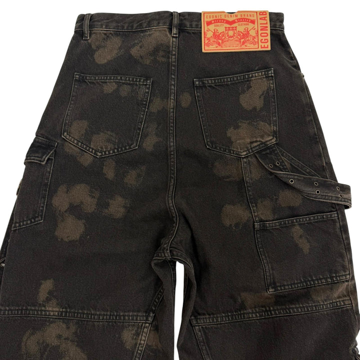 極美品□EGONlab エゴンラボ 24AW AW24 DN 002 B DENIM CARGO ELEV ATED コットン デニムカーゴパンツ ブラック(ブラウン寄り) S メンズ