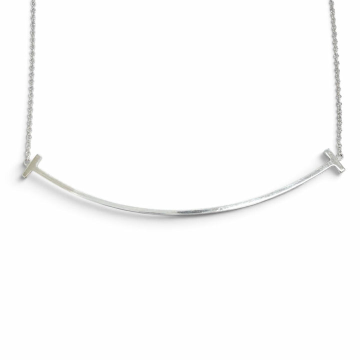 美品△TIFFANY&amp;Co. ティファニー Tスマイル ラージ ペンダント ネックレス アクセサリー AG925 シルバー イタリア製 重量2.8g レディース