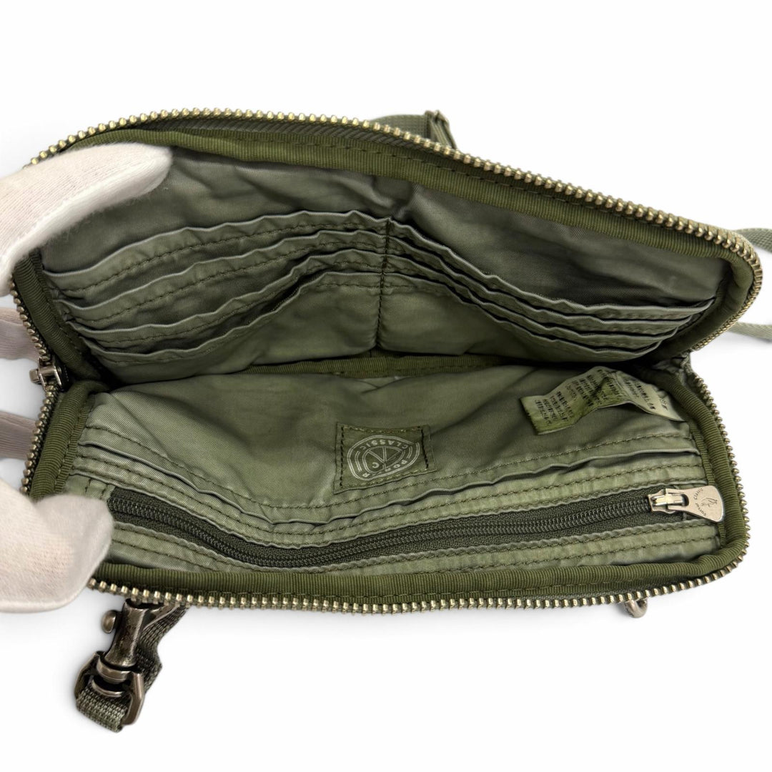 美品□PORTER CLASSIC ポータークラシック SUPER NYLON WALLET POUCH ナイロン ウォレットポーチ ショルダーバッグ カーキ メンズ