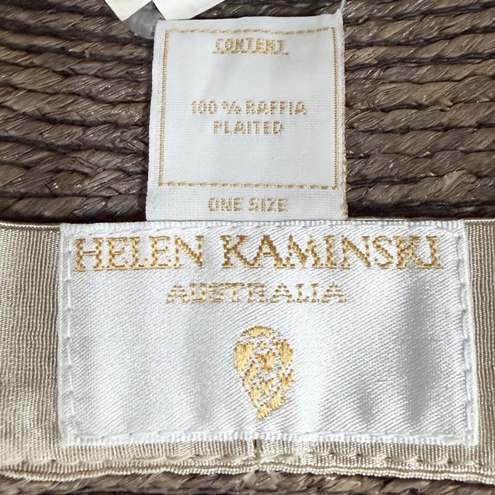 未使用品▼HELEN KAMINSKI ヘレンカミンスキー リボン シルバー金具 ワイドブリム 広帽子 ハット ２点セット ブラウン ピンク レディース