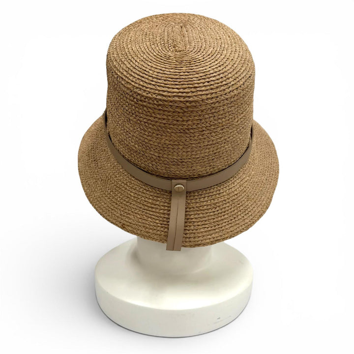 未使用品★HELEN KAMINSKI ヘレンカミンスキー ハミルトン バケット ロゴ金具付 レザーリボン ラフィアハット 帽子 ONE SIZE 正規品