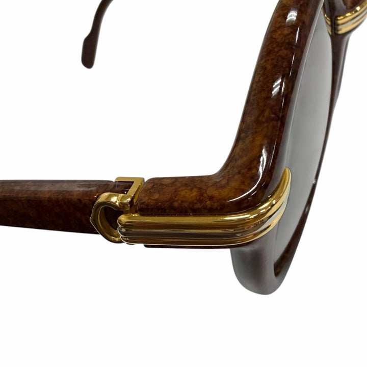 美品□Cartier カルティエ ヴィンテージ 135 カブリオレ トリニティ ラウンドフレーム サングラス アイウェア ブラウン フランス製