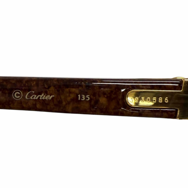 美品□Cartier カルティエ ヴィンテージ 135 カブリオレ トリニティ ラウンドフレーム サングラス アイウェア ブラウン フランス製