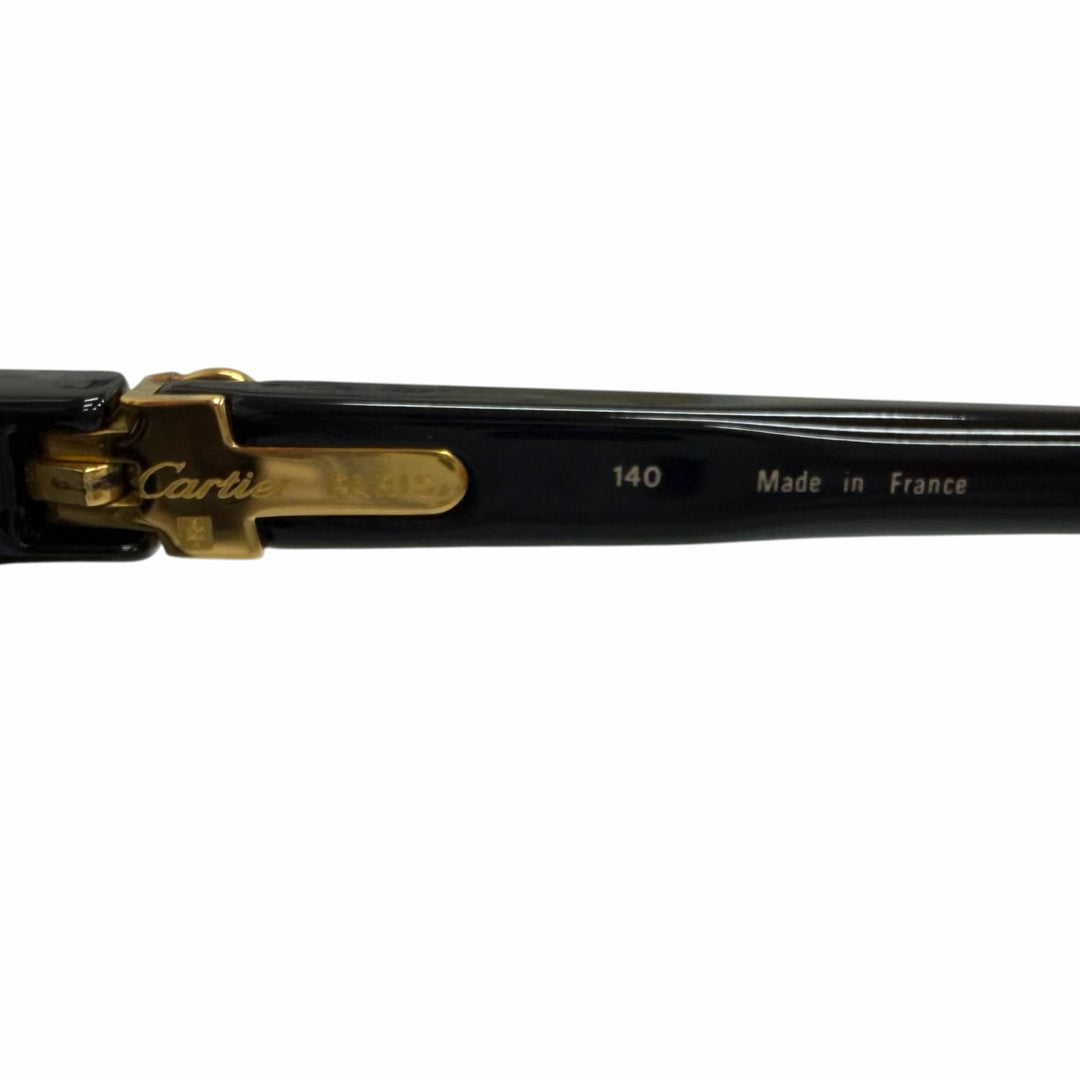 良品□Cartier カルティエ ヴィンテージ 140 90s トリニティ ティアドロップ サングラス ブラック ゴールド グレー 60□15 フランス製