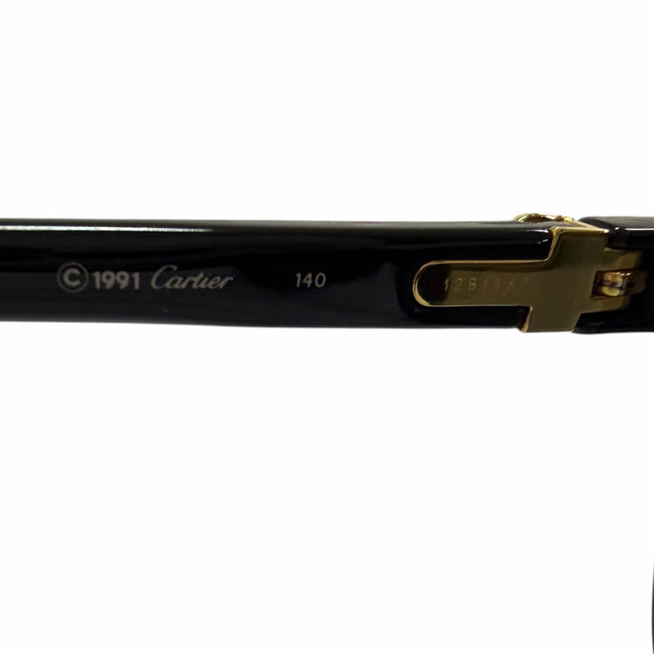 良品□Cartier カルティエ ヴィンテージ 140 90s トリニティ ティアドロップ サングラス ブラック ゴールド グレー 60□15 フランス製
