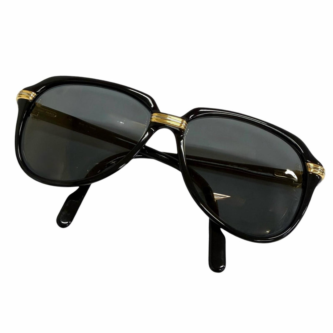 良品□Cartier カルティエ ヴィンテージ 140 90s トリニティ ティアドロップ サングラス ブラック ゴールド グレー 60□15 フランス製