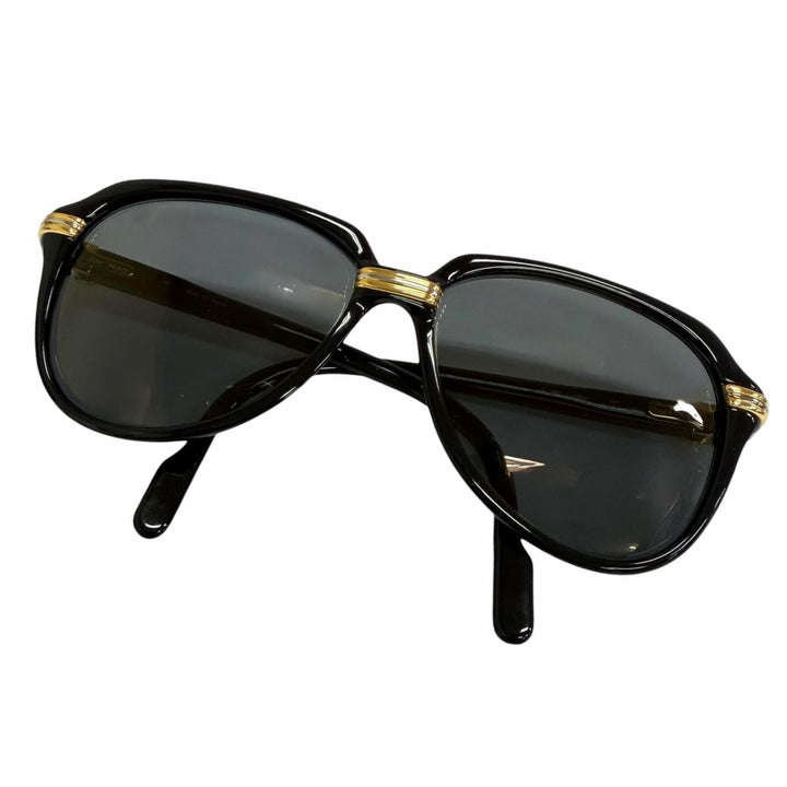 良品□Cartier カルティエ ヴィンテージ 140 90s トリニティ ティアドロップ サングラス ブラック ゴールド グレー 60□15 フランス製