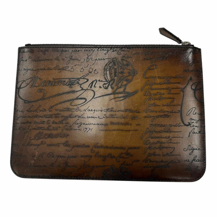 美品▼Berluti ベルルッティ ニノPM レザー カリグラフィ セカンドバッグ ポーチ クラッチバッグ ブラウン イタリア製 メンズ